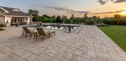 Backyard Oasis Pool Deck with Pool Coping